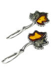 Earrings with amber and silver “Maple leaves”