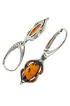 Earrings with amber and blackened silver “Vilena”