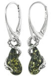 Earrings with blackened silver and amber “Snakes”