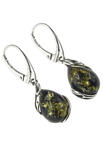 Silver earrings with amber “Spring”
