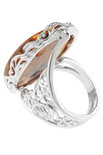 Перстень з каменем бурштину в сріблі «Юнона»