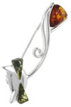 Серебряная брошь с разноцветным янтарем «Мяу-мяу»