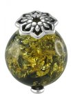 Кольцо с янтарем и серебром «Сакура»