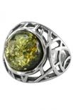 Серебряное кольцо с янтарем «Невод для русалки»