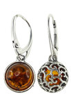 Earrings with amber and silver “Naomi”