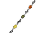 Срібний браслет з різнобарвним бурштином «Лоран»