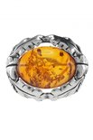 Срібний перстень з каменем бурштину «Весняне листя»