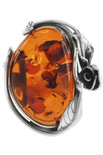 Кольцо с камнем янтаря в серебряной оправе «Патрисия»