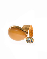 Silver ring with amber and topaz "Alma"