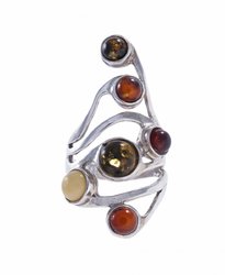 Каблучка з вставками бурштину