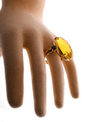 Перстень срібний з бурштином та позолотою «Нанні»
