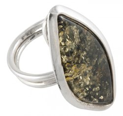 Разомкнутое кольцо с камнем янтаря