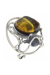Брошка з срібла з каменем бурштину