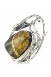 Брошка з срібла з каменем бурштину