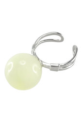 Срібний розімкнутий перстень з бурштиновою кулькою «Перлинка»