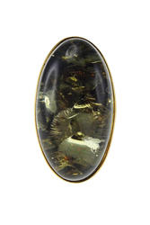 Серебряное кольцо с янтарем в позолоте «Бритни»