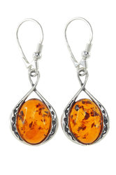Earrings with amber in silver “Miranda”