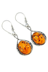 Earrings with amber in silver “Miranda”