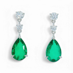 Artificial Emerald Drop Earrings