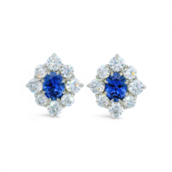 Artificial Sapphire and Diamond Earrings