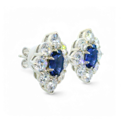 Artificial Sapphire and Diamond Earrings