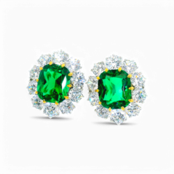 Artificial Emerald and Diamond Earrings