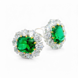 Artificial Emerald and Diamond Earrings