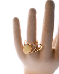 Silver ring with amber and cubic zirconia "Linda"