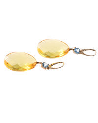 Silver earrings with amber, gilding and topaz "Carmina"
