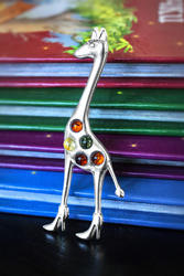 Срібний кулон з різнобарвним бурштином «Жирафа»