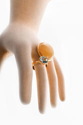 Silver ring with amber and topaz "Alma"