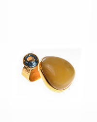 Silver ring with amber and topaz "Dina"