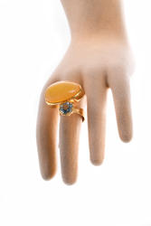 Silver ring with amber and topaz "Amato"