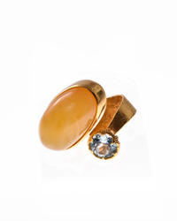 Silver ring with amber and topaz "Amato"
