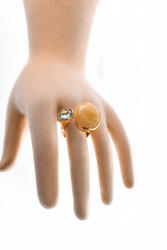 Silver ring with amber and topaz "Santina"