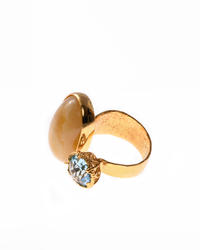 Silver ring with amber and topaz "Santina"