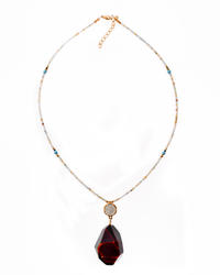Silver necklace with amber, turquoise and moonstone "Livia"