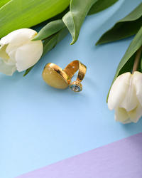 Silver ring with amber and topaz "Dina"