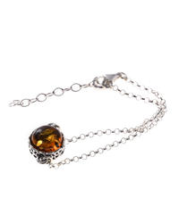Silver bracelet with amber "Twinkle of stars"