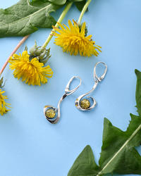 Silver earrings with amber "Yvet"