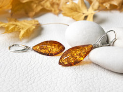 Earrings with amber and silver “Angia”