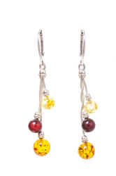 Silver earrings with amber “Avril”