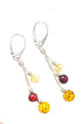 Silver earrings with amber “Avril”