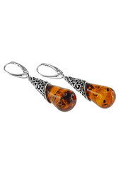 Earrings with amber pendants "Afna"