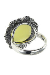 Кольцо с черненым серебром и камнем янтаря «Летний вечер»