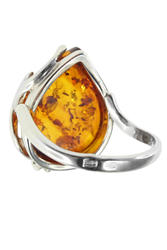 Серебряное кольцо с камнем янтаря «Символ бесконечности»