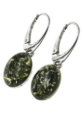 Silver earrings with amber “Melania”