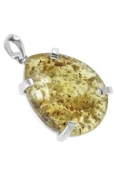 Amber drop pendant in a silver frame "Balmora"