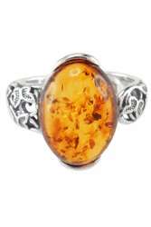 Перстень зі срібла з бурштином «Політ метеликів»