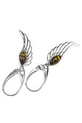 Silver earrings with amber “Angel Wings”